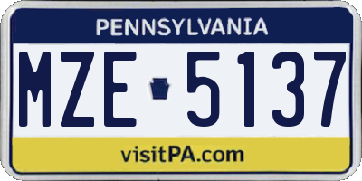 PA license plate MZE5137