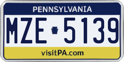 PA license plate MZE5139