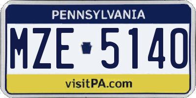 PA license plate MZE5140