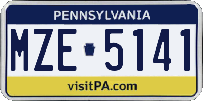 PA license plate MZE5141
