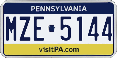 PA license plate MZE5144