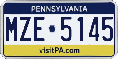 PA license plate MZE5145