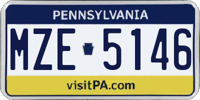 PA license plate MZE5146