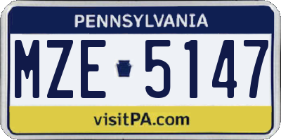 PA license plate MZE5147