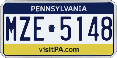 PA license plate MZE5148