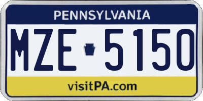 PA license plate MZE5150