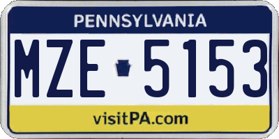PA license plate MZE5153