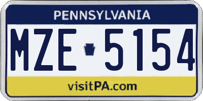 PA license plate MZE5154