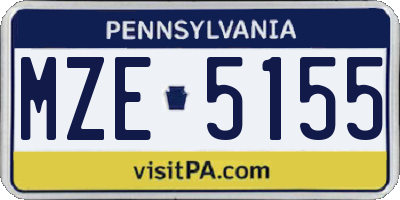 PA license plate MZE5155