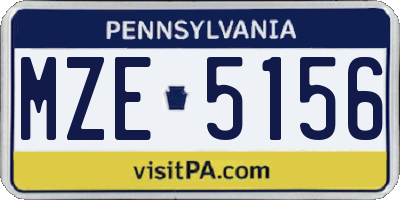 PA license plate MZE5156