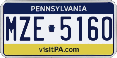 PA license plate MZE5160