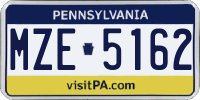 PA license plate MZE5162