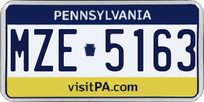 PA license plate MZE5163