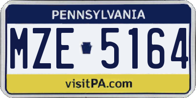 PA license plate MZE5164