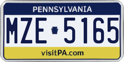 PA license plate MZE5165