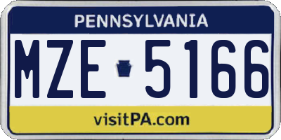 PA license plate MZE5166