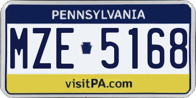 PA license plate MZE5168