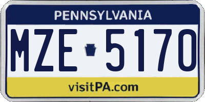 PA license plate MZE5170