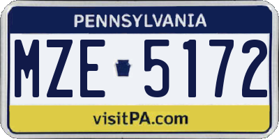 PA license plate MZE5172