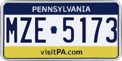 PA license plate MZE5173