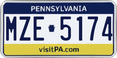 PA license plate MZE5174