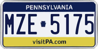 PA license plate MZE5175