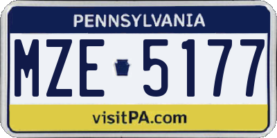 PA license plate MZE5177