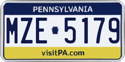 PA license plate MZE5179