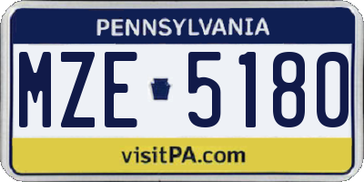 PA license plate MZE5180