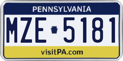 PA license plate MZE5181