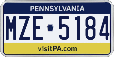 PA license plate MZE5184