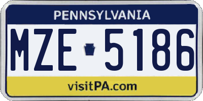 PA license plate MZE5186