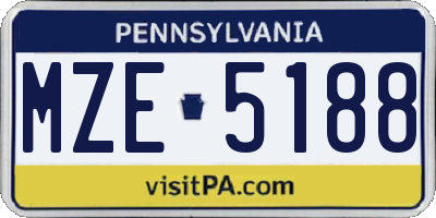 PA license plate MZE5188