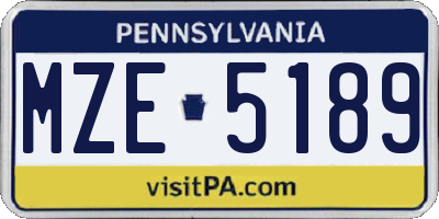 PA license plate MZE5189