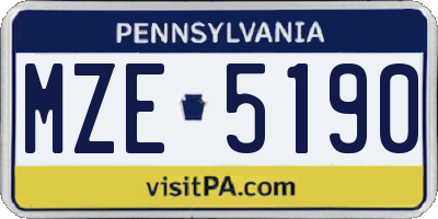 PA license plate MZE5190