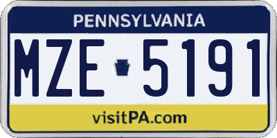 PA license plate MZE5191