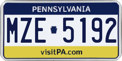 PA license plate MZE5192