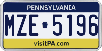 PA license plate MZE5196