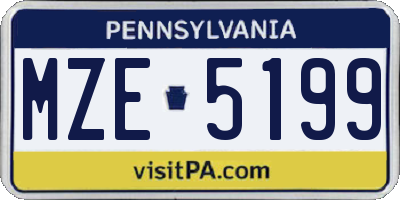 PA license plate MZE5199