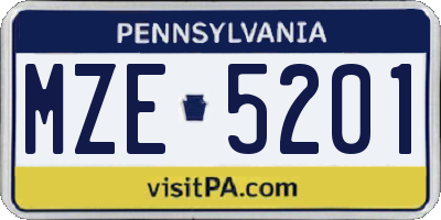 PA license plate MZE5201