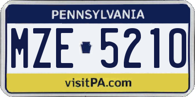 PA license plate MZE5210