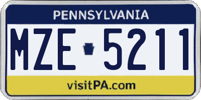 PA license plate MZE5211