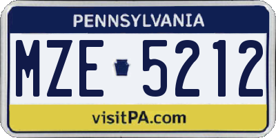 PA license plate MZE5212