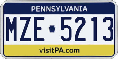 PA license plate MZE5213