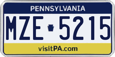 PA license plate MZE5215