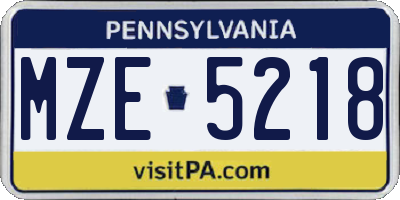 PA license plate MZE5218