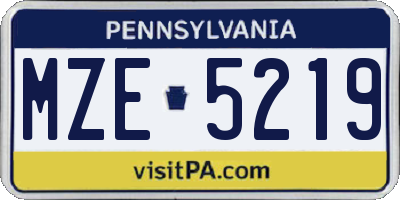 PA license plate MZE5219