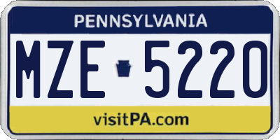 PA license plate MZE5220
