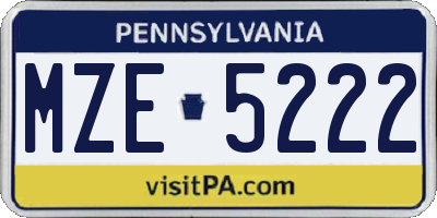 PA license plate MZE5222