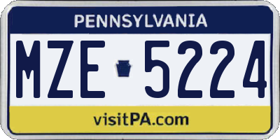 PA license plate MZE5224